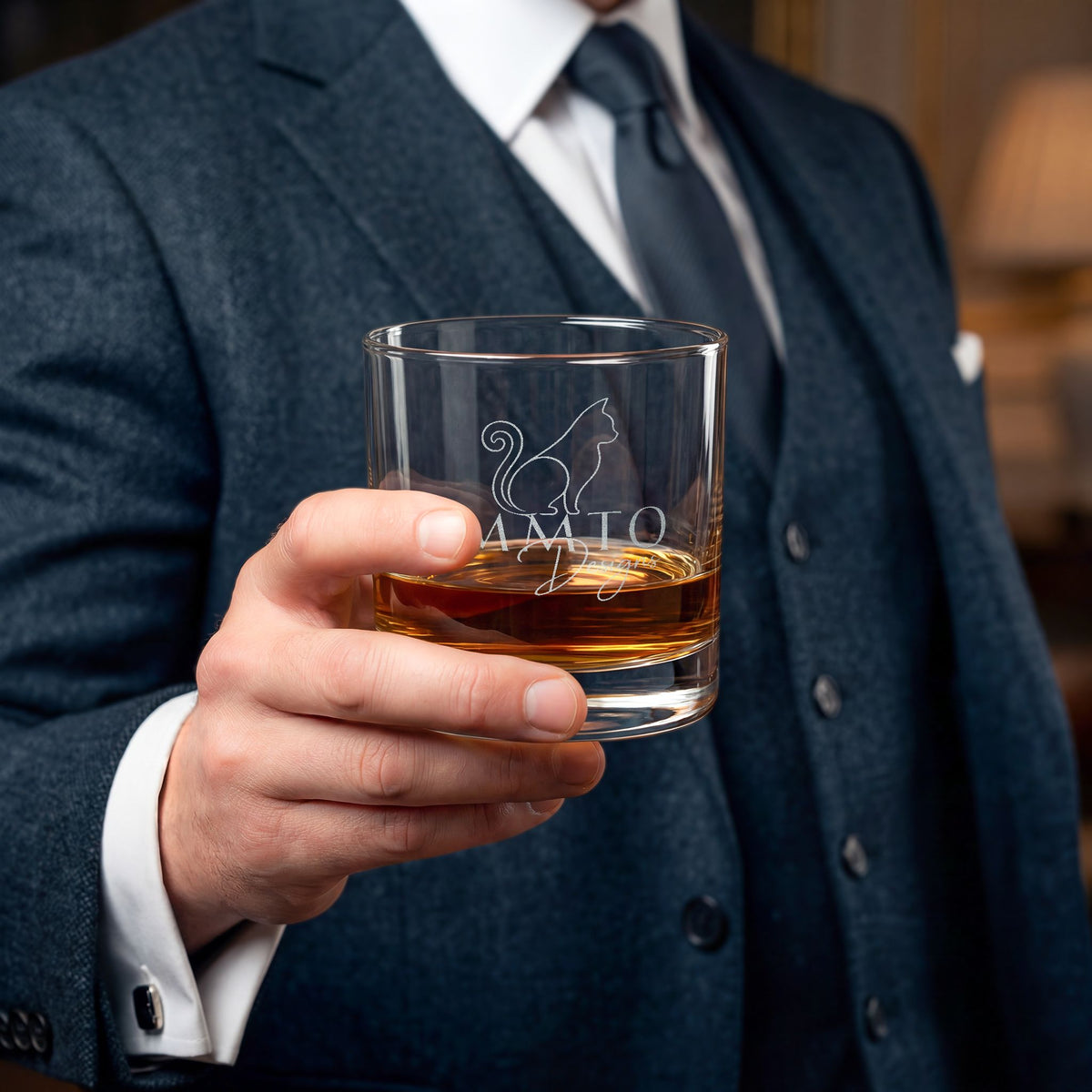 Engraved Whiskey Glass 10.5oz — Personalized Classic Rocks Glass