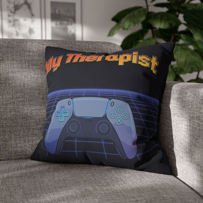Gamer Therapist Pillowcase — Retro Controller Spun Polyester Square Pillow