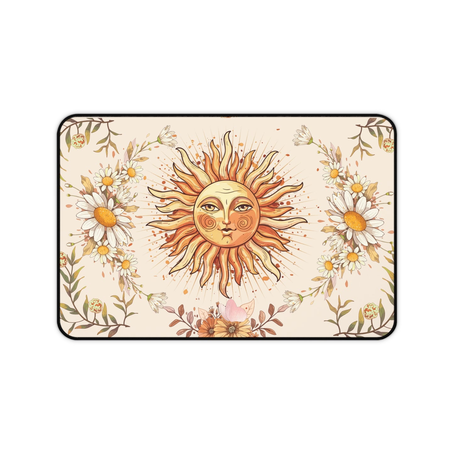 Sun & Daisies Desk Mat — Boho Celestial Mouse Pad