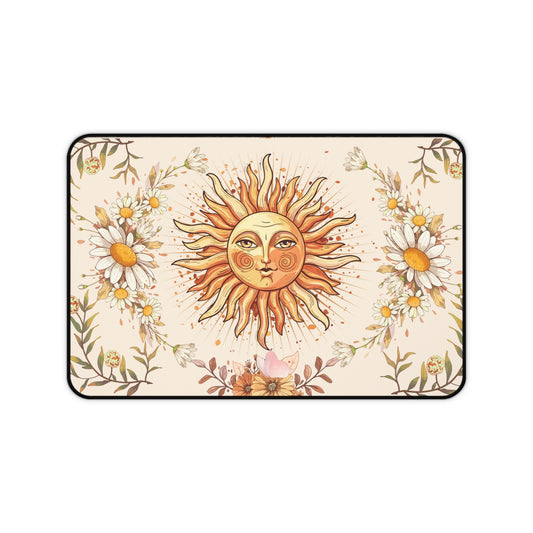 Sun & Daisies Desk Mat — Boho Celestial Mouse Pad