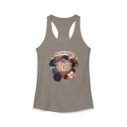 Roll for Caffeine — Racerback Tank