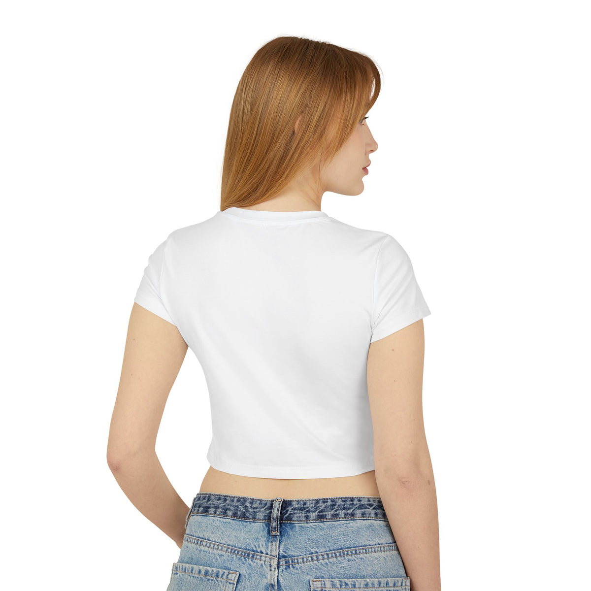 Just One More Book Women's Baby Tee — Floral Stack of Books Reading Crop Top