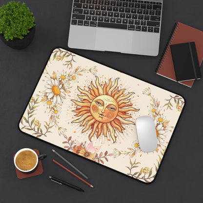 Celestial Sun & Daisies Desk Mat — Sun and Daisies Mouse Pad
