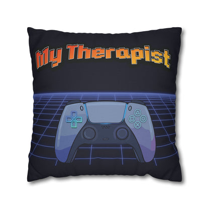 Gamer Therapist Pillowcase — Retro Controller Spun Polyester Square Pillow