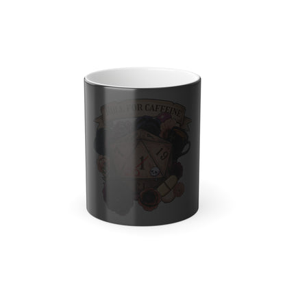 Color-Changing Mug — "Roll for Caffeine" D20 Coffee Mug